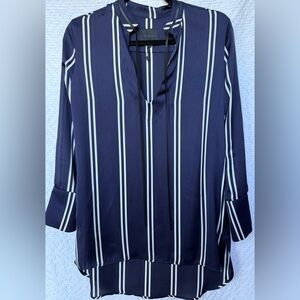 Hotel Particulier Navy & White Striped Tunic with Leather tie Detail SZ M